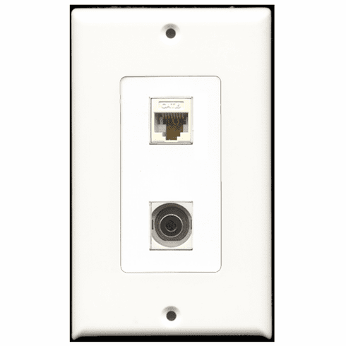 RiteAV - 1 Port 3.5mm 1 Port Cat6 White Decora Type Wall Plate