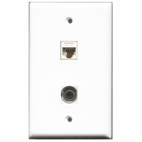 RiteAV - 1 Port 3.5mm 1 Port Cat6 White  Wall Plate