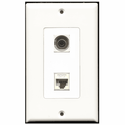 RiteAV - 1 Port 3.5mm 1 Port Cat6 White  Wall Plate Decora White