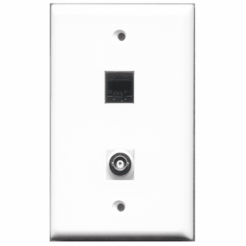 RiteAV - 1 Port BNC 1 Port Cat5e Black  Wall Plate