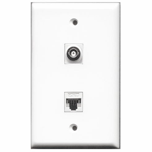 RiteAV - 1 Port BNC - 1 Port Cat5e Ethernet White  Wall Plate White