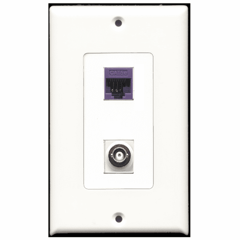 RiteAV - 1 Port BNC 1 Port Cat5e Purple Decora Type Wall Plate
