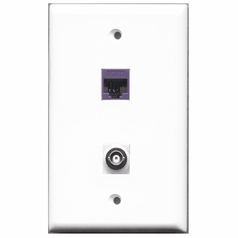 RiteAV - 1 Port BNC 1 Port Cat5e Purple  Wall Plate