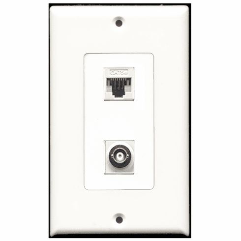 RiteAV - 1 Port BNC 1 Port Cat5e White Decora Type Wall Plate