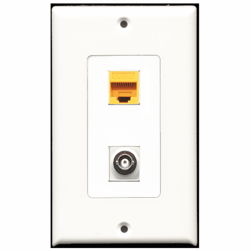 RiteAV - 1 Port BNC 1 Port Cat5e Yellow Decora Type Wall Plate