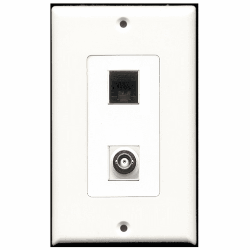 RiteAV - 1 Port BNC 1 Port Cat6 Black Decora Type Wall Plate