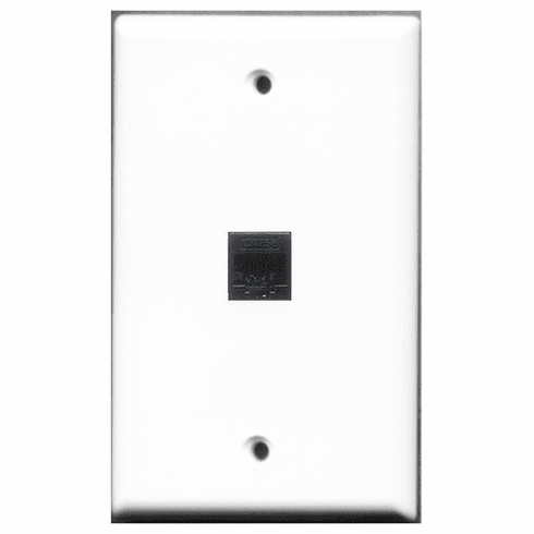 RiteAV - 1 Port Cat5e Ethernet Black  Wall Plate White