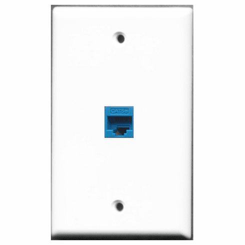 RiteAV - 1 Port Cat5e Ethernet Blue  Wall Plate White