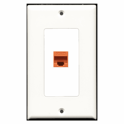 RiteAV - 1 Port Cat5e Ethernet Orange  Wall Plate Decora White
