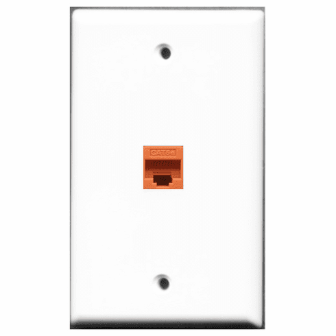 RiteAV - 1 Port Cat5e Ethernet Orange  Wall Plate White
