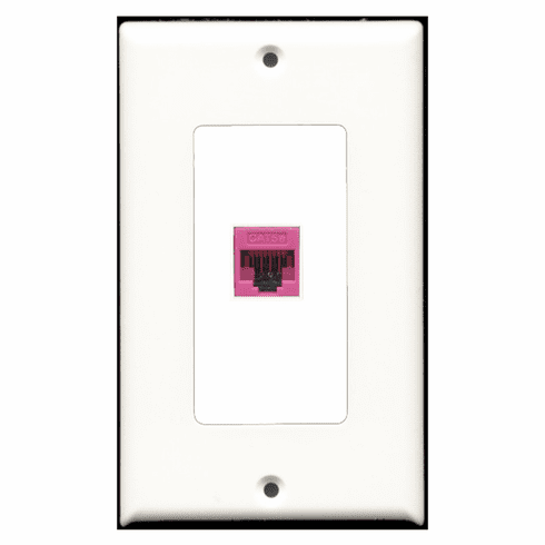 RiteAV - 1 Port Cat5e Ethernet Pink  Wall Plate Decora White