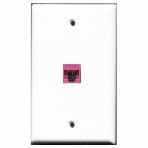 RiteAV - 1 Port Cat5e Ethernet Pink  Wall Plate White