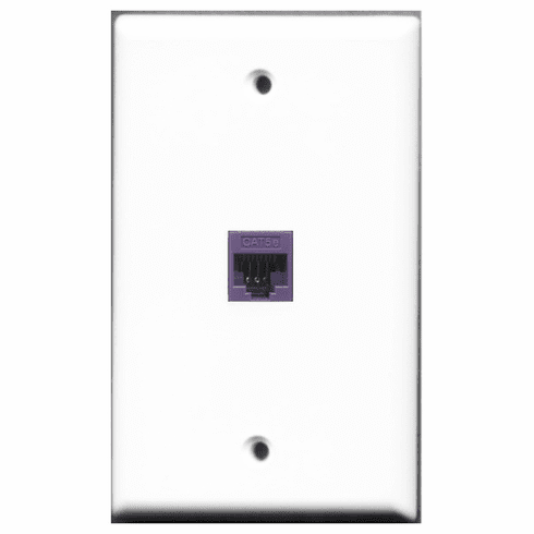 RiteAV - 1 Port Cat5e Ethernet Purple  Wall Plate White