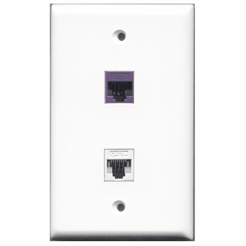 RiteAV - 1 Port Cat5e Ethernet White - 1 Port Cat5e Ethernet Purple  Wall Plate White
