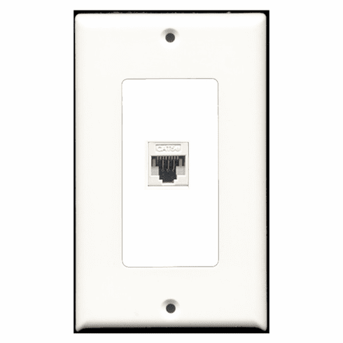 RiteAV - 1 Port Cat5e Ethernet White  Wall Plate Decora White