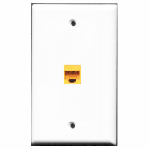 RiteAV - 1 Port Cat5e Ethernet Yellow  Wall Plate White