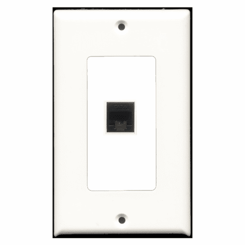RiteAV - 1 Port Cat6 Ethernet Black  Wall Plate Decora White