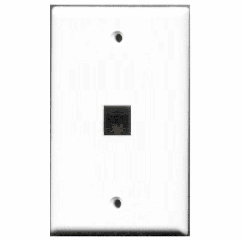 RiteAV - 1 Port Cat6 Ethernet Black  Wall Plate White
