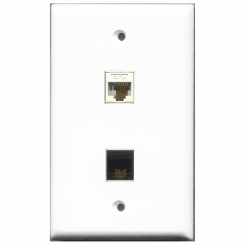 RiteAV - 1 Port Cat6 White 1 Port Cat6 Black  Wall Plate White