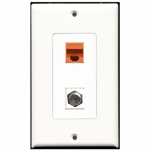 RiteAV - 1 Port Coax 1 Port Cat5e Orange Decora Type Wall Plate