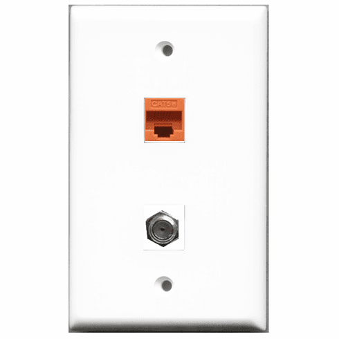 RiteAV - 1 Port Coax 1 Port Cat5e Orange  Wall Plate
