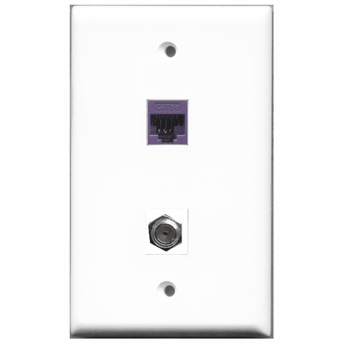 RiteAV - 1 Port Coax 1 Port Cat5e Purple  Wall Plate