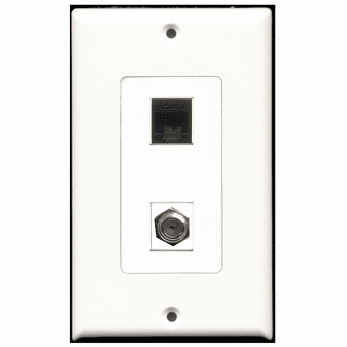 RiteAV - 1 Port Coax 1 Port Cat6 Black Decora Type Wall Plate