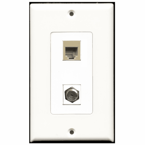 RiteAV - 1 Port Coax 1 Port Phone RJ11 RJ12 Beige Decora Type Wall Plate