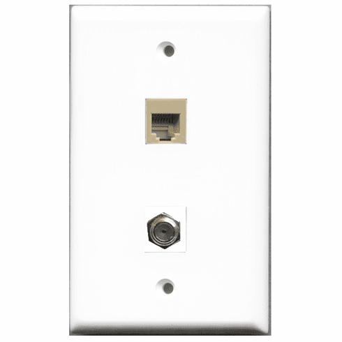 RiteAV - 1 Port Coax 1 Port Phone RJ11 RJ12 Beige  Wall Plate