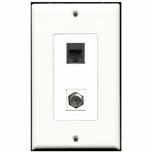 RiteAV - 1 Port Coax 1 Port Phone RJ11 RJ12 Black Decora Type Wall Plate