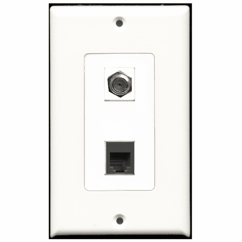 RiteAV - 1 Port Coax 1 Port Phone RJ11 RJ12 Black Decora Type Wall Plate