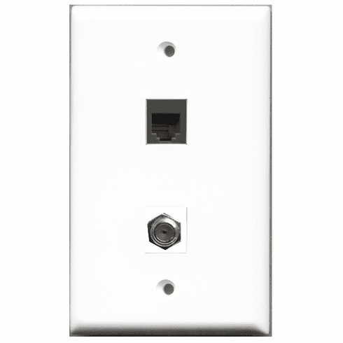 RiteAV - 1 Port Coax 1 Port Phone RJ11 RJ12 Black  Wall Plate