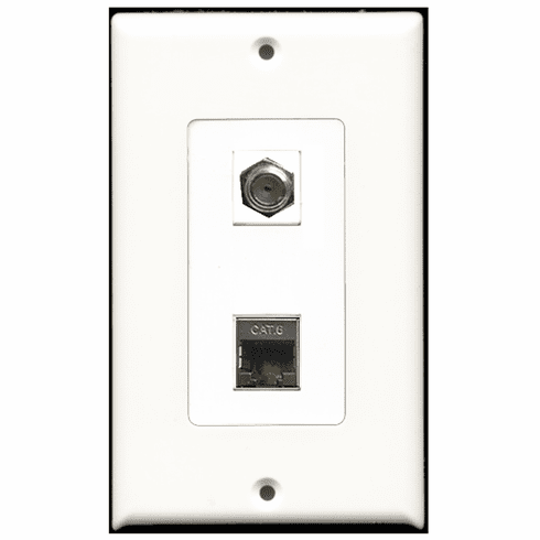 RiteAV - 1 Port Coax 1 Port Shielded Cat6 Decora Type Wall Plate
