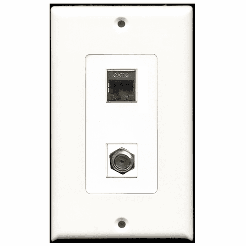 RiteAV - 1 Port Coax 1 Port Shielded Cat6 Decora Type Wall Plate