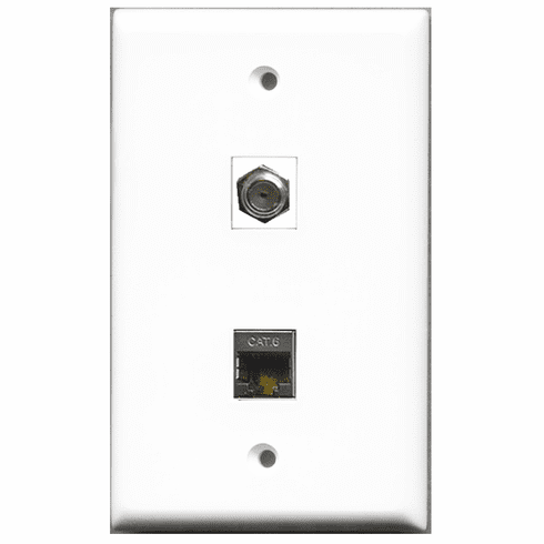 RiteAV - 1 Port Coax 1 Port Shielded Cat6  Wall Plate