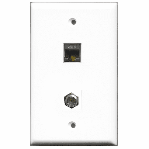 RiteAV - 1 Port Coax 1 Port Shielded Cat6  Wall Plate