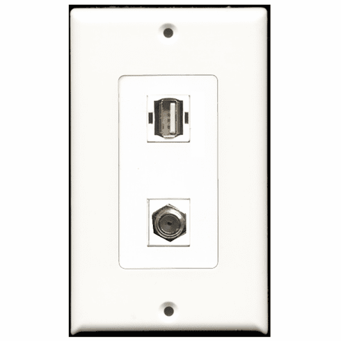 RiteAV - 1 Port Coax 1 Port USB A-A Decora Type Wall Plate