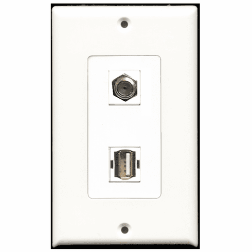 RiteAV - 1 Port Coax 1 Port USB A-A Decora Type Wall Plate