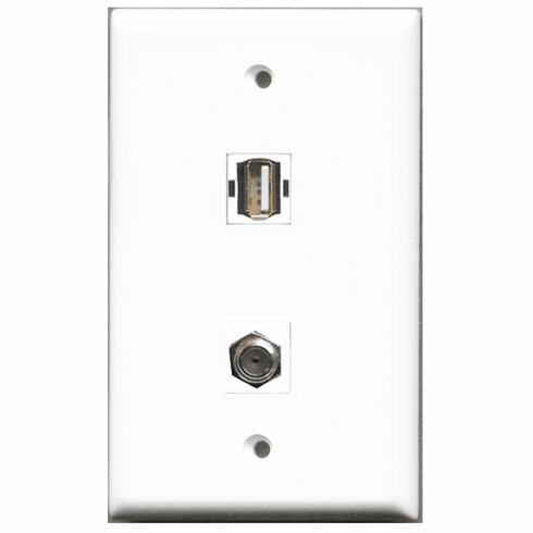 RiteAV - 1 Port Coax 1 Port USB A-A  Wall Plate
