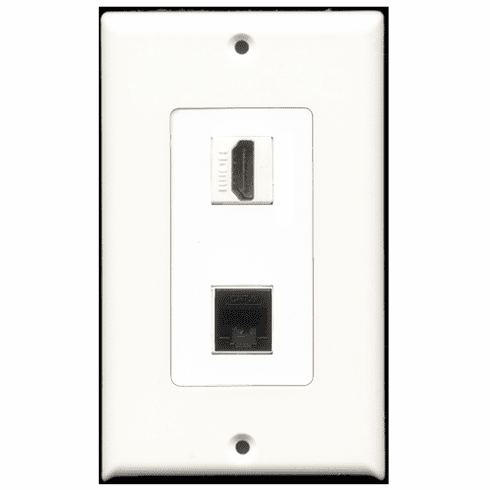 RiteAV - 1 Port HDMI 1 Port Cat6 Black  Wall Plate Decora White