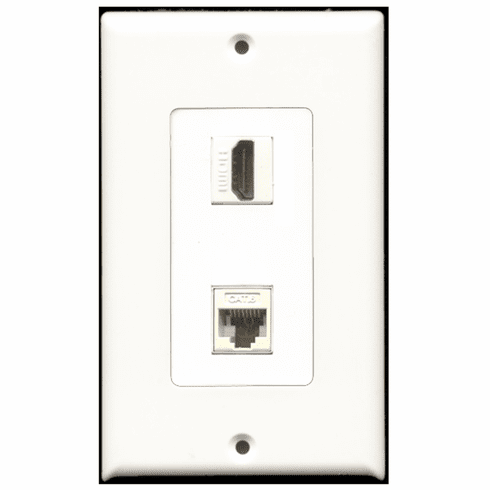 RiteAV - 1 Port HDMI 1 Port Cat6 White  Wall Plate Decora White