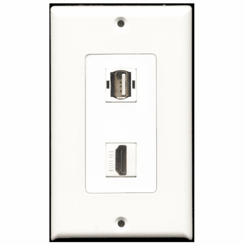 RiteAV - 1 Port HDMI - 1 Port USB A-A  Wall Plate Decora White