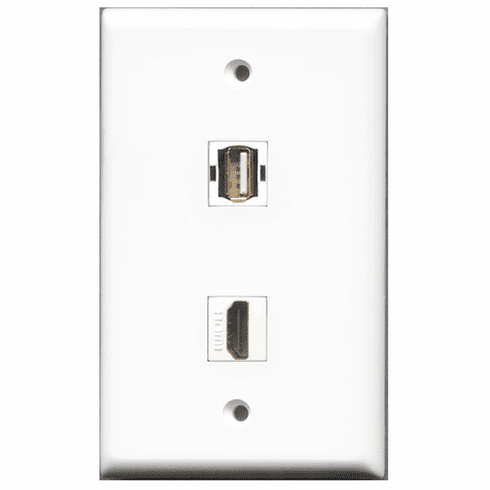 RiteAV - 1 Port HDMI - 1 Port USB A-A  Wall Plate White