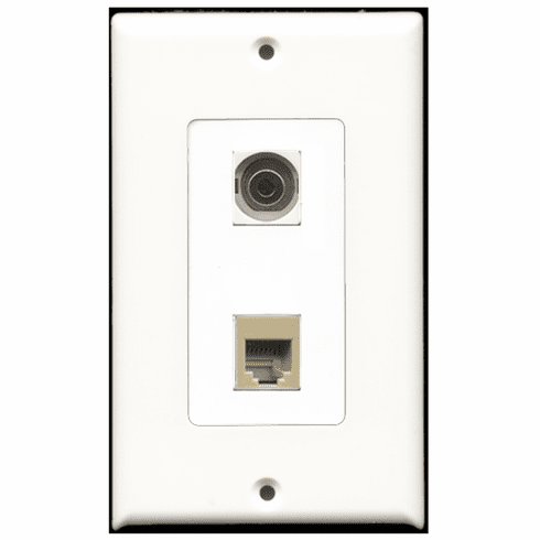 RiteAV - 1 Port Phone RJ11 RJ12 Beige 1 Port 3.5mm Decora Type Wall Plate