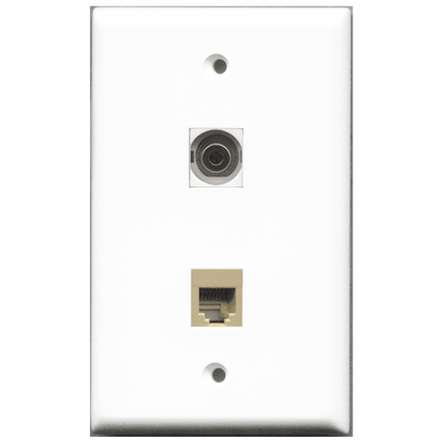 RiteAV - 1 Port Phone RJ11 RJ12 Beige 1 Port 3.5mm  Wall Plate