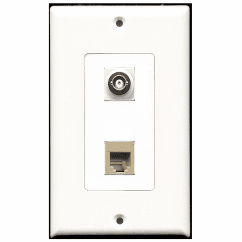 RiteAV - 1 Port Phone RJ11 RJ12 Beige 1 Port BNC Decora Type Wall Plate