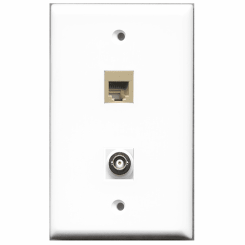 RiteAV - 1 Port Phone RJ11 RJ12 Beige 1 Port BNC  Wall Plate