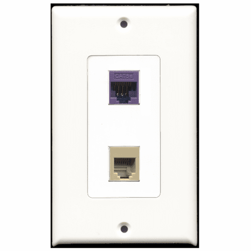 RiteAV - 1 Port Phone RJ11 RJ12 Beige 1 Port Cat5e Purple Decora Type Wall Plate