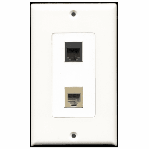 RiteAV - 1 Port Phone RJ11 RJ12 Beige 1 Port Phone RJ11 RJ12 Black Decora Type Wall Plate