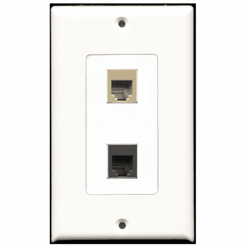 RiteAV - 1 Port Phone RJ11 RJ12 Beige 1 Port Phone RJ11 RJ12 Black Decora Type Wall Plate